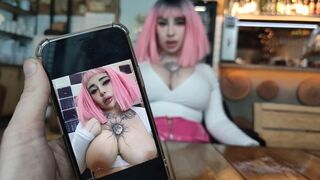 The dirty slut is tired of waiting for an order in the restaurant and decided to have a snack with me