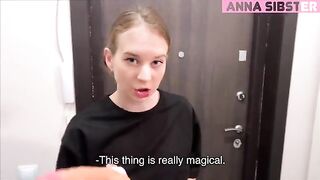 The courier from the sex shop showed the new toy to the client and they tried it together
