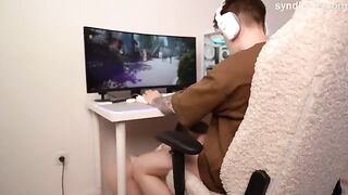 Decided to distract him with a blowjob and anal plug surprise