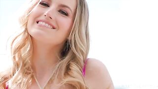 Scarlett Sage, the stunning petite blonde from Richmond, Virginia, rides massive BBC with intense passion