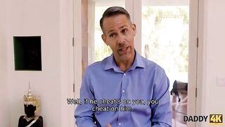 The girl seduces the boyfriend’s dad, fed up with his ego