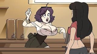 The barista is a giant in this animated sex scene