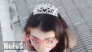 Birthday pick up with sexy teen Kitty Love and a surprise from Jordi El Nino Polla