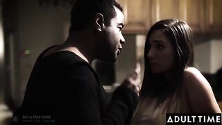 Jay Summer gets her pussy filled with cum by a dominant father-in-law in a taboo scene