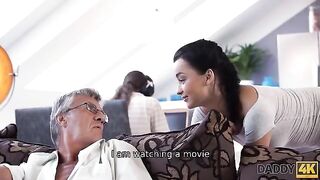 Old guy cheats on his son with the hot girl in HD