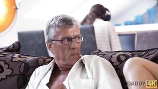 Old guy cheats on his son with the hot girl in HD