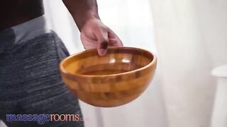 Petite Russian beauty Elena Vedem gets fucked by black hung in massage rooms
