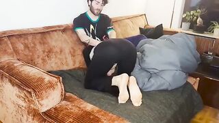 A couple has a passionate sex session under the blanket