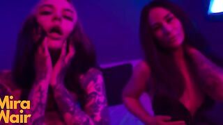 Two girls in dresses want to have rough fun with you