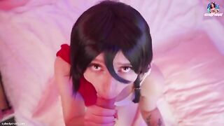 Mikasa Ackerman enjoys a big cock in this hot Attack on Titan cosplay scene