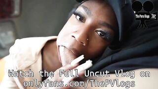 Ebony teen gets banged hard in the car