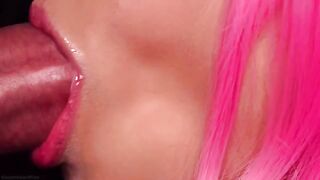 Best milky blowjob with pink hair in 4K ASMR