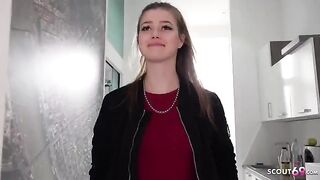 Skinny petite teen Olivia Sparkle from Prague gets banged hard by German scout