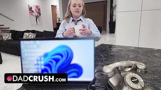 Thick blonde stepdaughter Eva Nyx gets her juicy teen pussy creampied by stepdad
