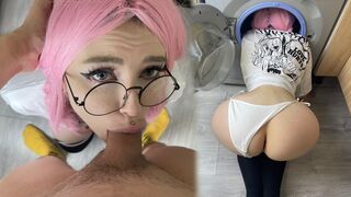 My stupid stepsister got stuck in the washing machine and I got my big dick stuck too