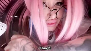 My stupid stepsister got stuck in the washing machine and I got my big dick stuck too