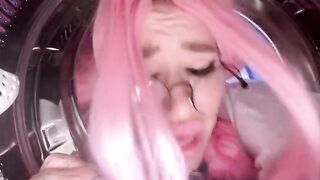 My stupid stepsister got stuck in the washing machine and I got my big dick stuck too