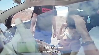 The guy made a blowjob to the stranger, who agreed to fuck her in public