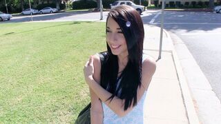 Petite teen Mia Hurley shows her boobs to earn cash