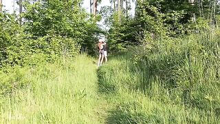 Babe gets fucked deep in the forest with no one around
