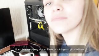 The girl studies anatomy in practice with her boyfriend, getting intimate