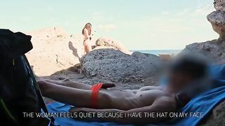 Handjob slut beach: dickflash for a daring girl and she can't resist to make me cum