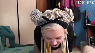 Girl sucks her neighbor's cock and swallows the cum