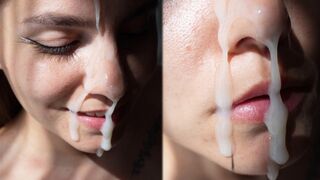 Hottie fucks doggy and gets a huge cum shot on her cute face