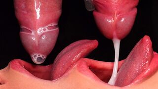 Best close up condom milking blowjob with intense ASMR action