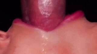 Best close up condom milking blowjob with intense ASMR action