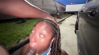 Married woman sucks my cock in the parking lot like a lot lizard