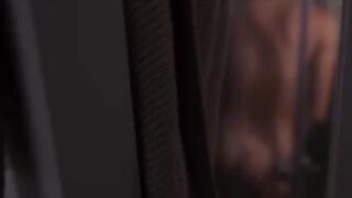 A hot blonde gets a bath and a neighbor is peeping
