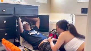 Asian beauty paid for the repair man by giving her phone number