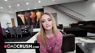 Two step-daughters compete to show who is more skillful in bed with their step-dad