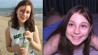 A cute girl visited the beach and met someone special, experiencing intense pleasure