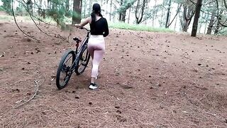A beautiful girl took a bike ride and got fucked by her new friend in the forest
