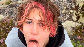 Sex in the open air, beautiful girl has sex with her lover in nature
