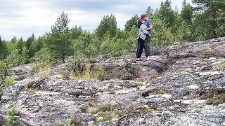 Sex in the open air, beautiful girl has sex with her lover in nature