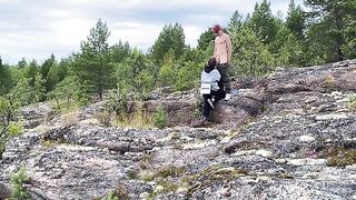 Sex in the open air, beautiful girl has sex with her lover in nature