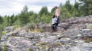 Sex in the open air, beautiful girl has sex with her lover in nature