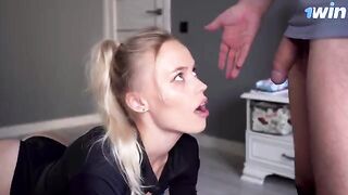 Stepmom saw my cock and it excited her, she sucked it well