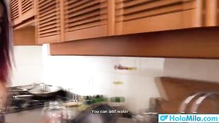 The busty Latina stepmom Mila Garcia cheats on her husband in this steamy scene