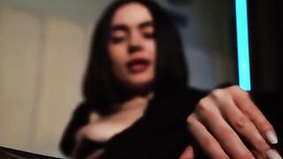 A sexy girl with big boobs gets her pussy oiled up