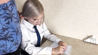 A cute girl is fucking with her tutor in a steamy session