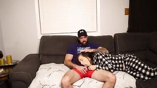 My stepmom is too horny, she tried to seduce me on the couch