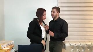 A cutie secretary has sex with her handsome boss right in the office