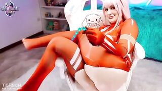 Zero Two from Darling in the Franxx cosmplays and squirts like a pro in this hot video