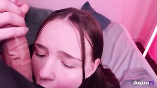 The schoolgirl is trying to master the art of sucking cock with pleasure