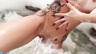 A sexy girl is fucking in the hotel pool, showcasing her perfect body
