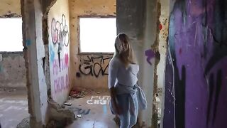 An Italian guy gets his big dick sucked by a hot slut near the church in Tenerife